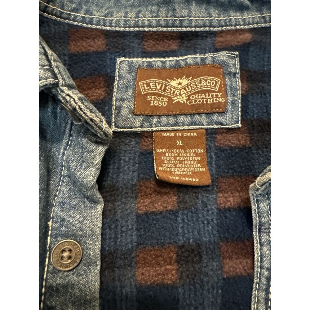 Men's Levi Strauss Denim Flannel Fleece Lined Jean Jacket/Shirt‎ XL - Picture 2 of 8